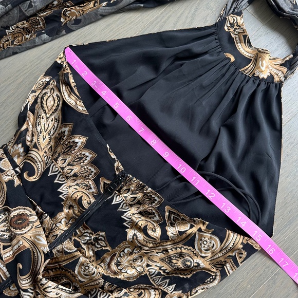 Alice + Olivia DITA Black Gold Spring Paisley Maxi Dress Halter Belt - Size 2 - Picture 9 of 12